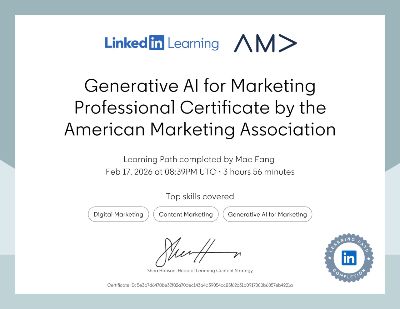 Generative AI for Marketing Professional Certificate (American Marketing Association)
